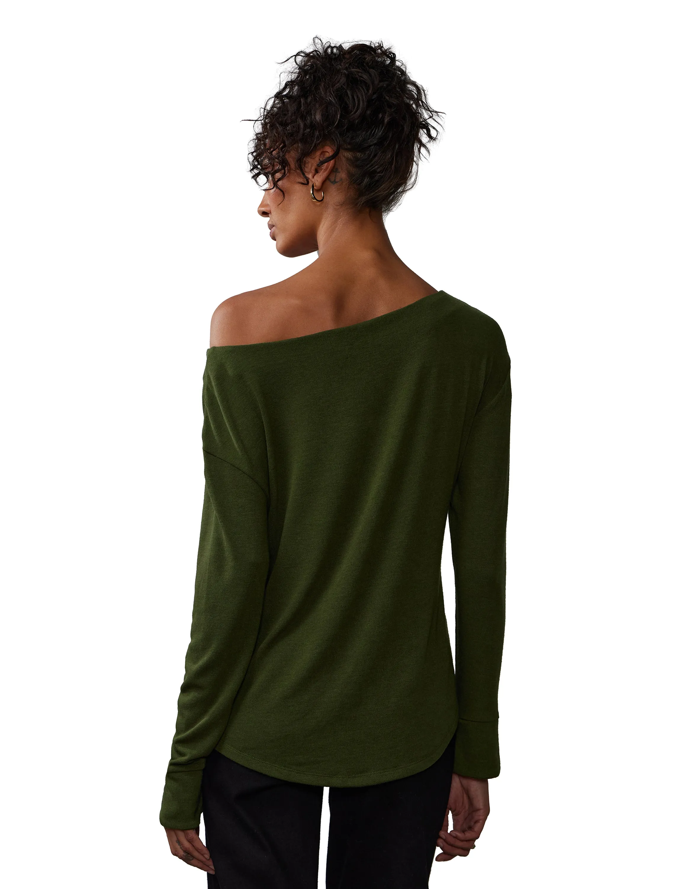 Long Sleeve Off Shoulder Slouchy Fit Top