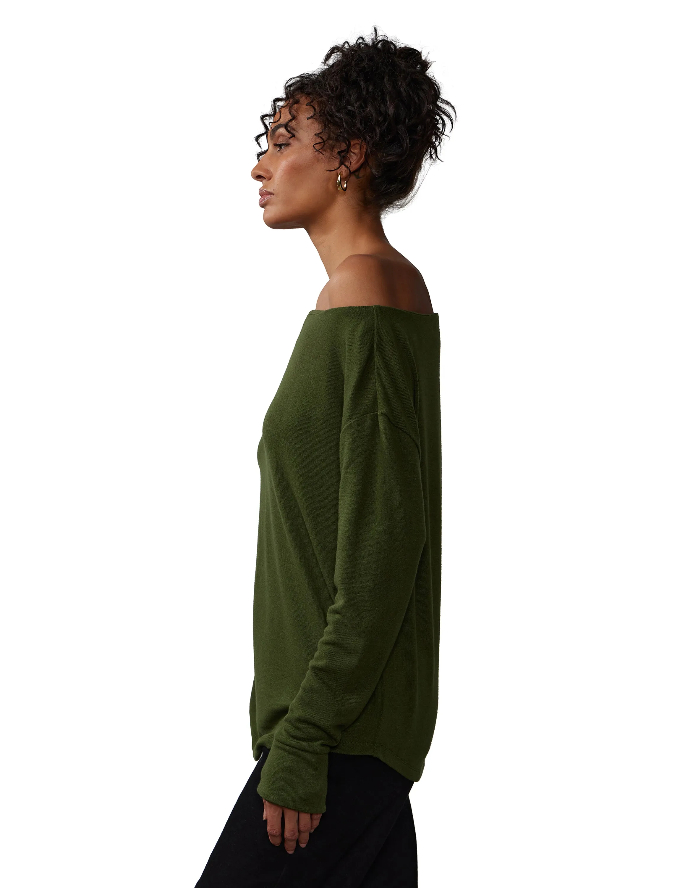 Long Sleeve Off Shoulder Slouchy Fit Top