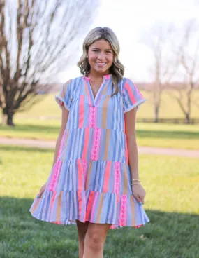 Love Me Embroidered Stripe Dress