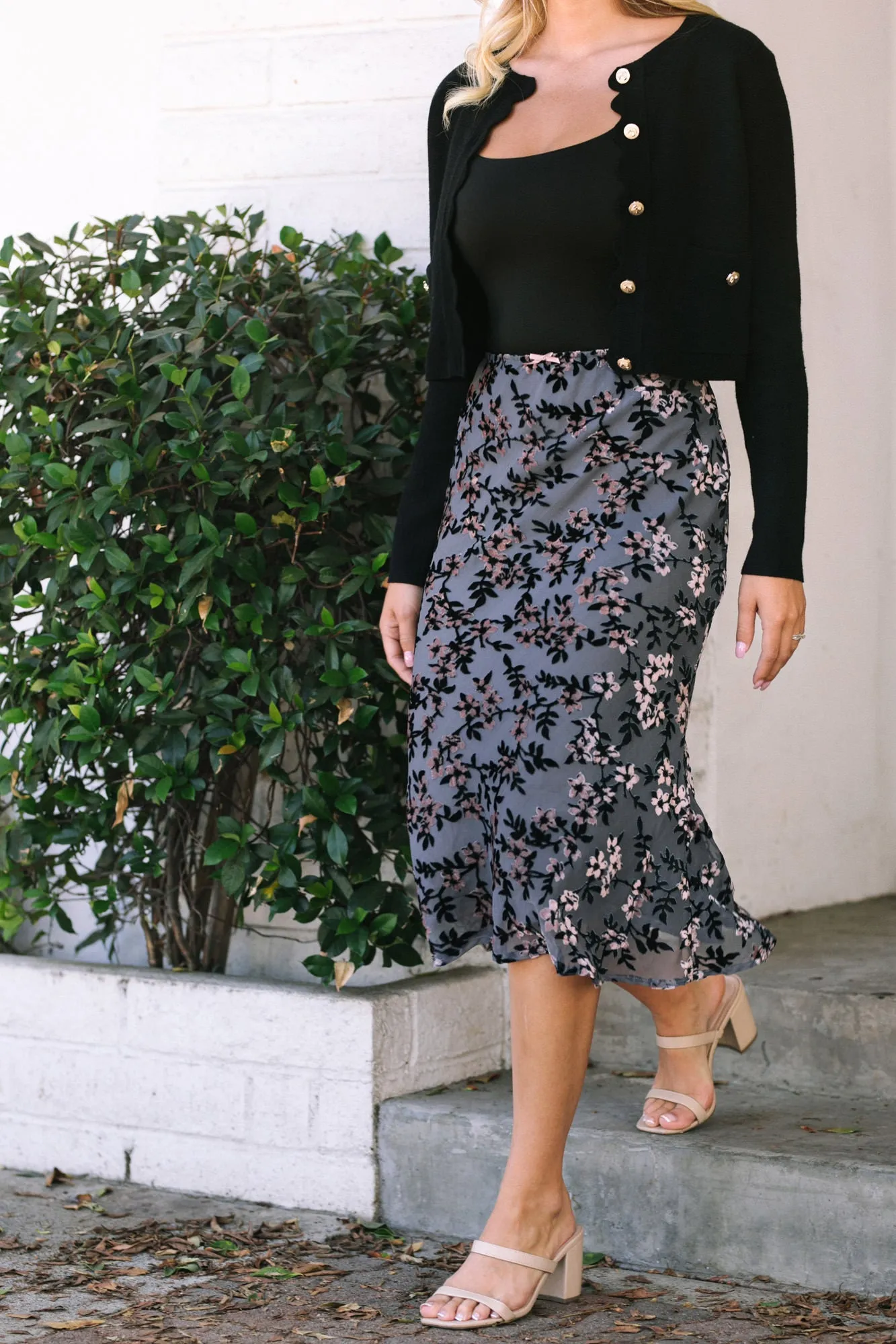 Luna Velvet Midi Skirt