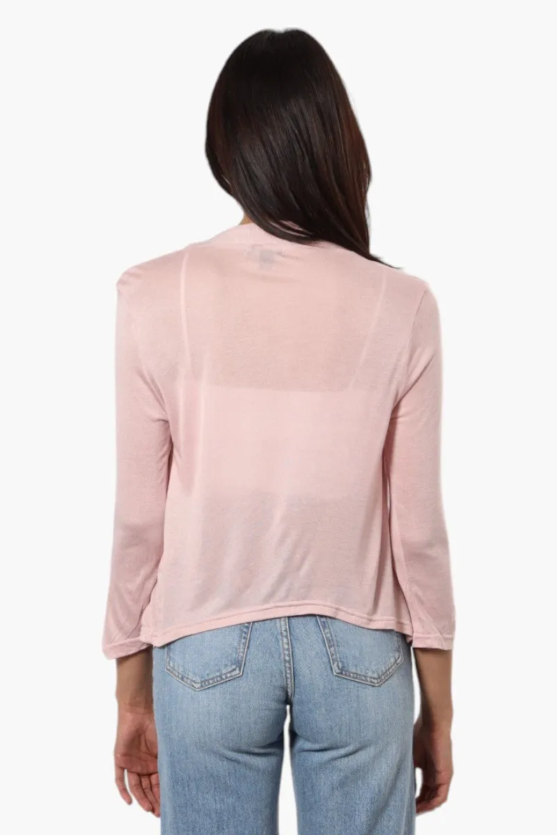 Magazine Long Sleeve Wrap Cardigan - Pink