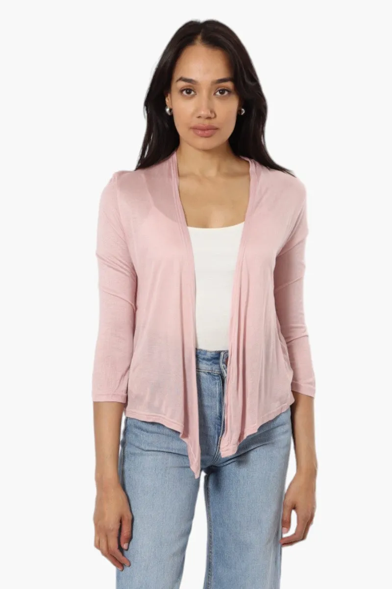 Magazine Long Sleeve Wrap Cardigan - Pink