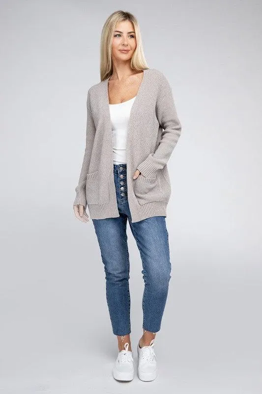 Melange Open Front Sweater Cardigan