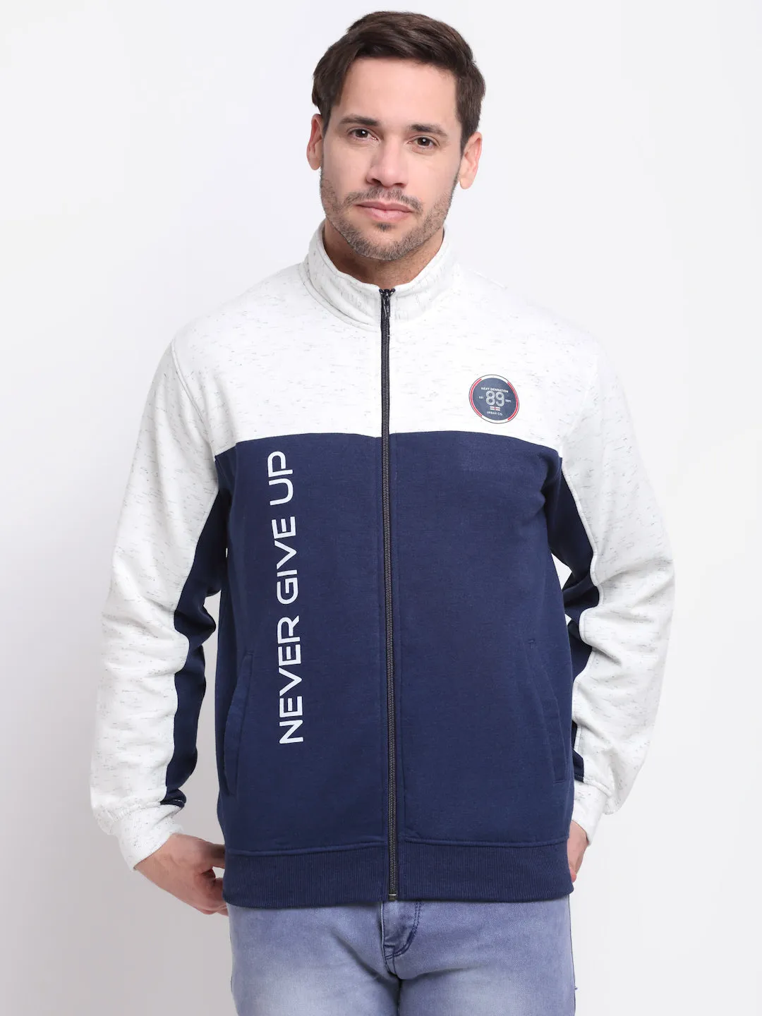 Men Blue Melange Sweatshirt