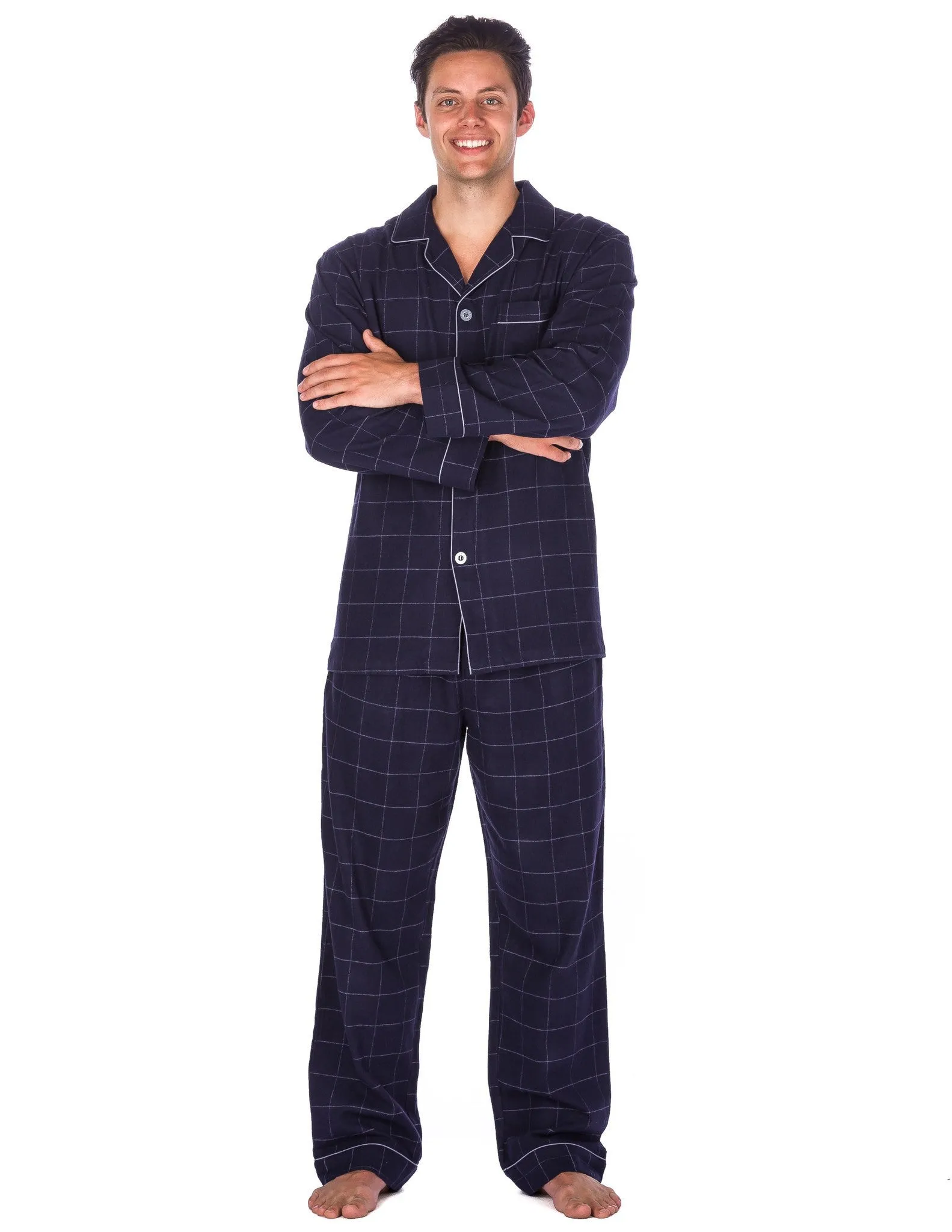 Men's Premium 100% Cotton Flannel Pajama Sleepwear Set (Relaxed Fit)