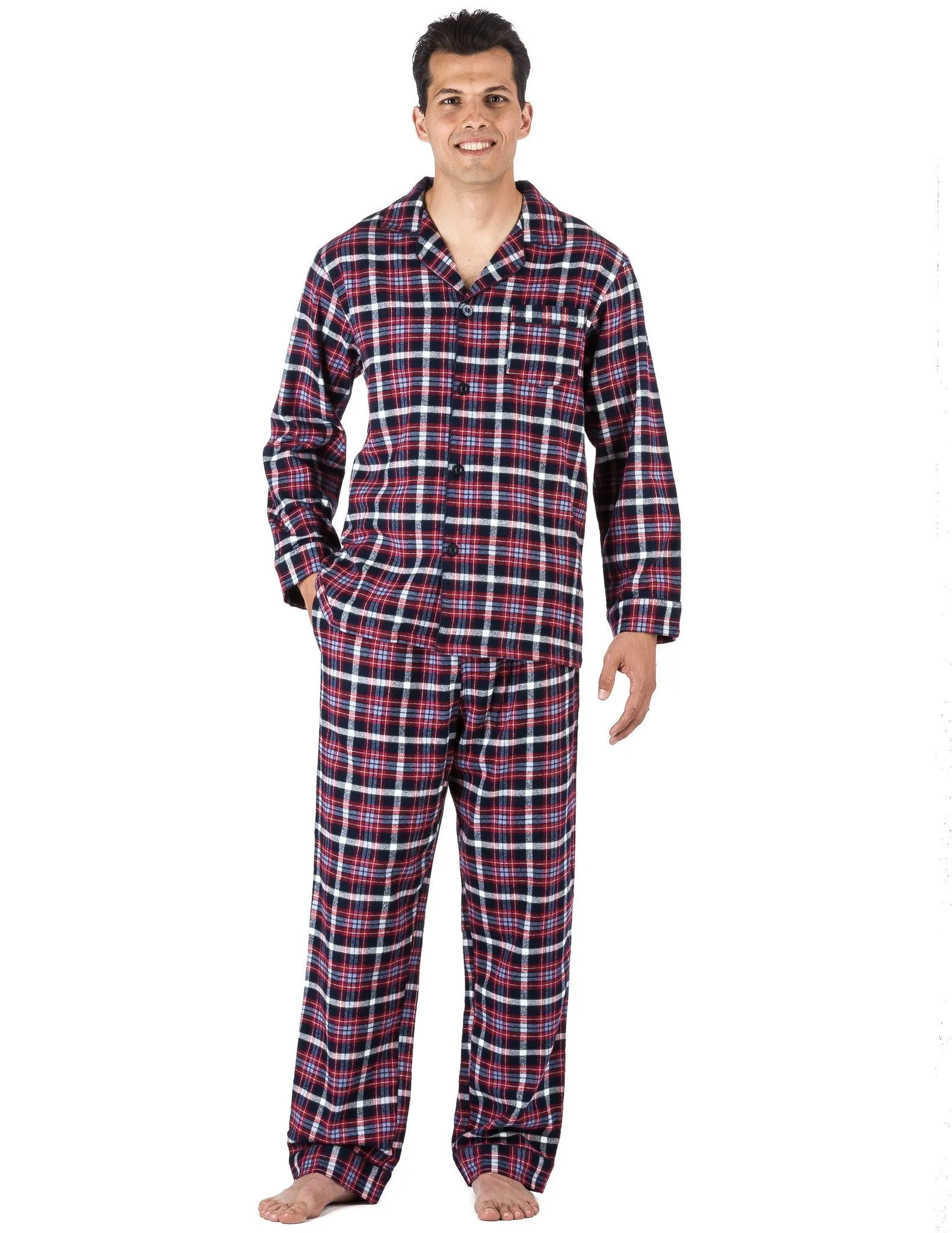 Men's Premium 100% Cotton Flannel Pajama Sleepwear Set (Relaxed Fit)