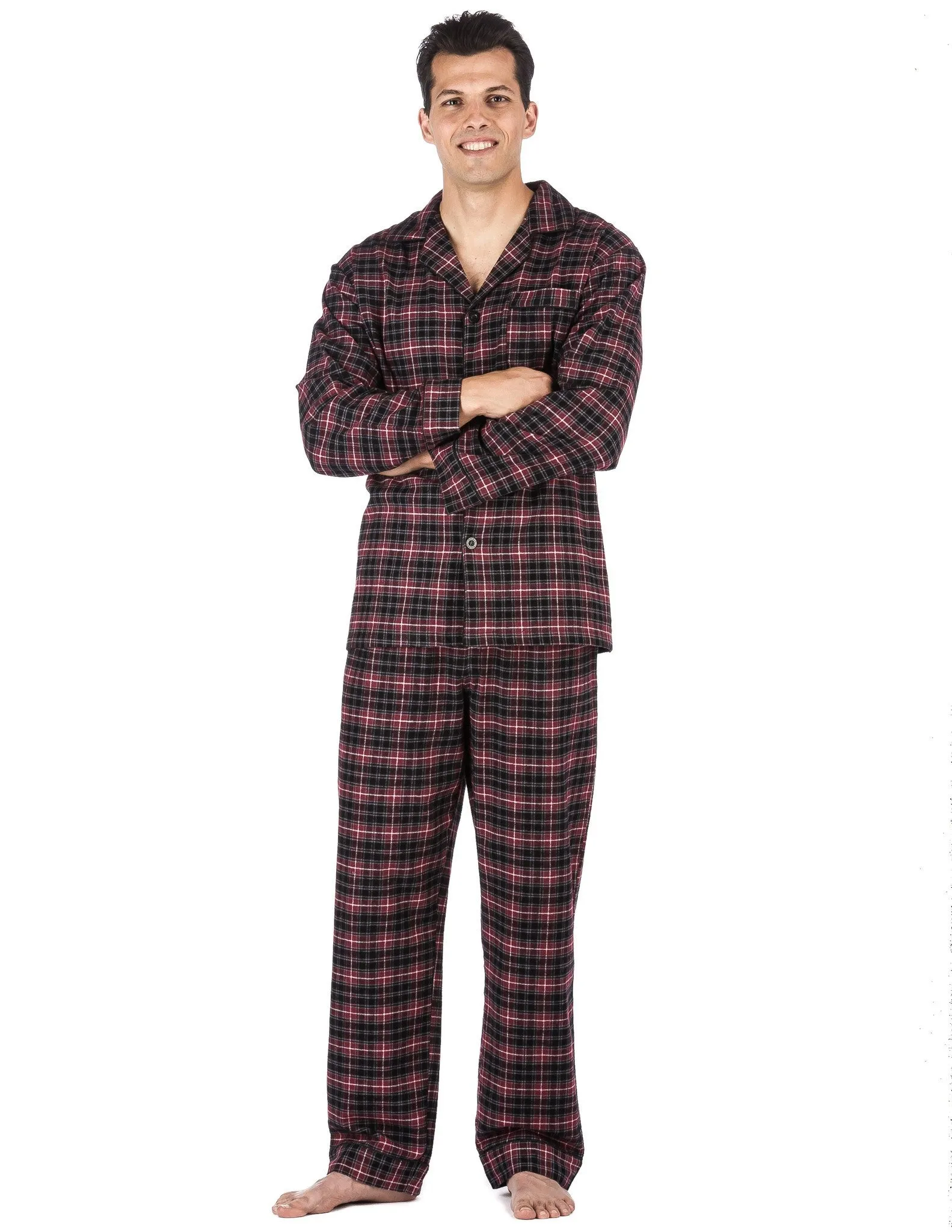 Men's Premium 100% Cotton Flannel Pajama Sleepwear Set (Relaxed Fit)