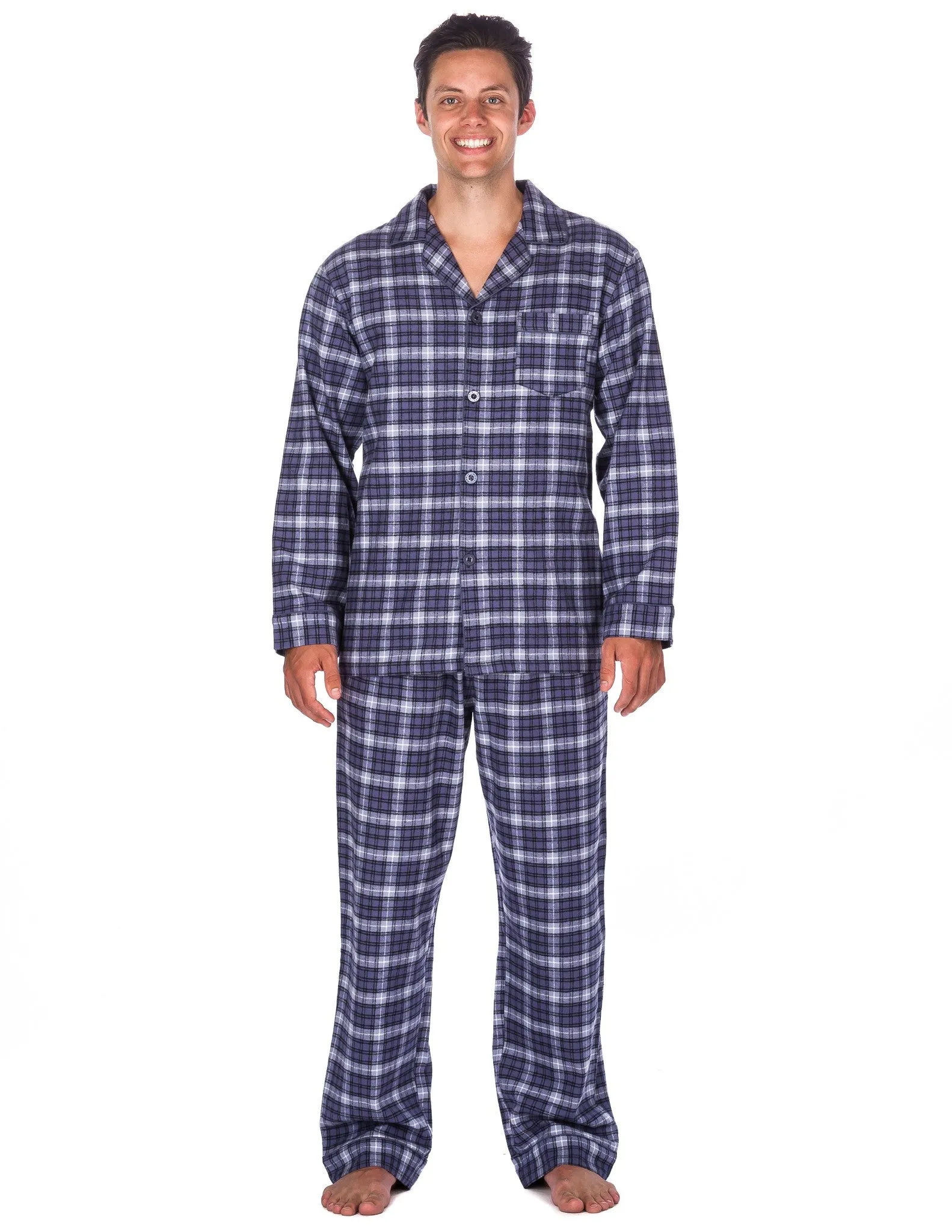 Men's Premium 100% Cotton Flannel Pajama Sleepwear Set (Relaxed Fit)