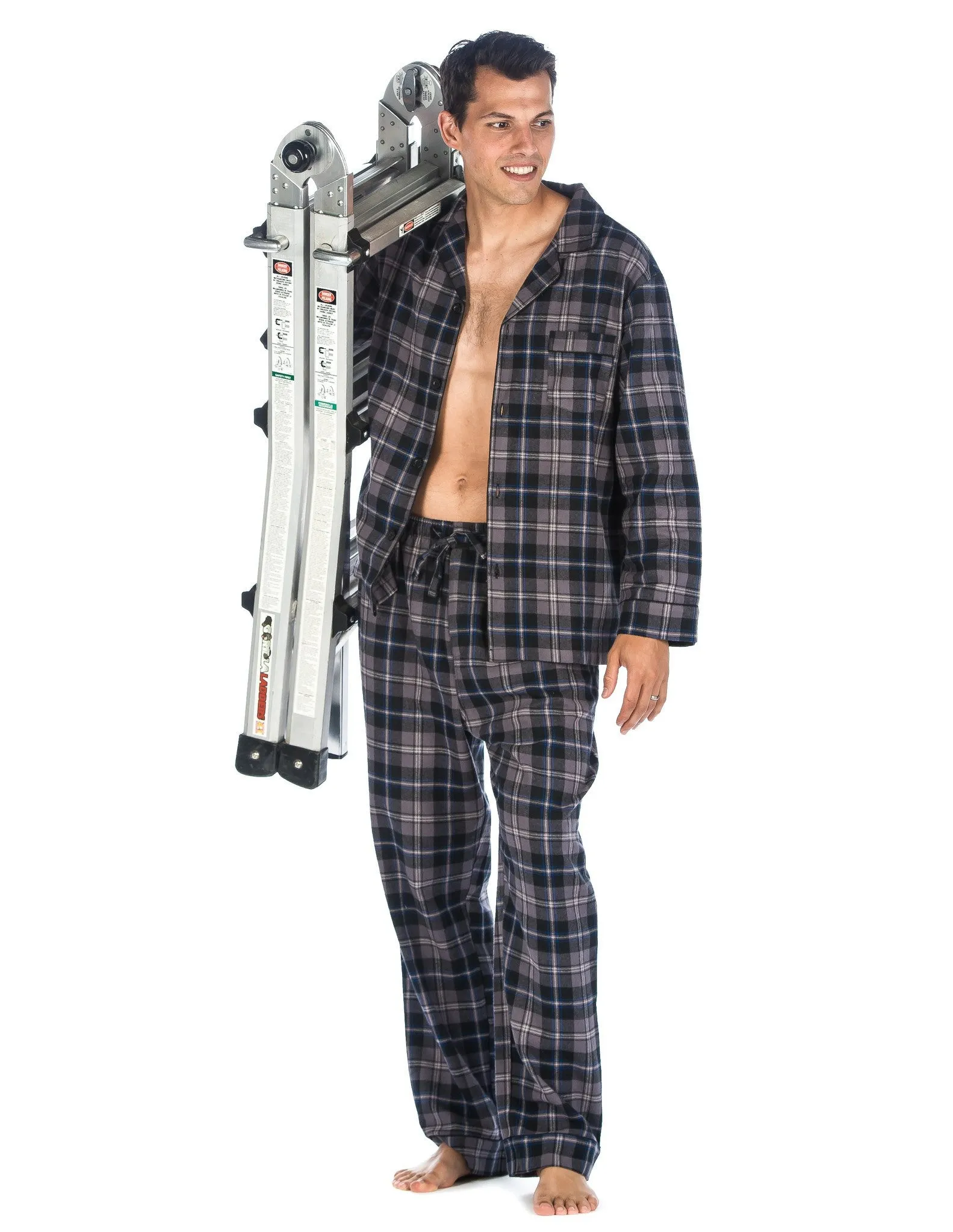 Men's Premium 100% Cotton Flannel Pajama Sleepwear Set (Relaxed Fit)