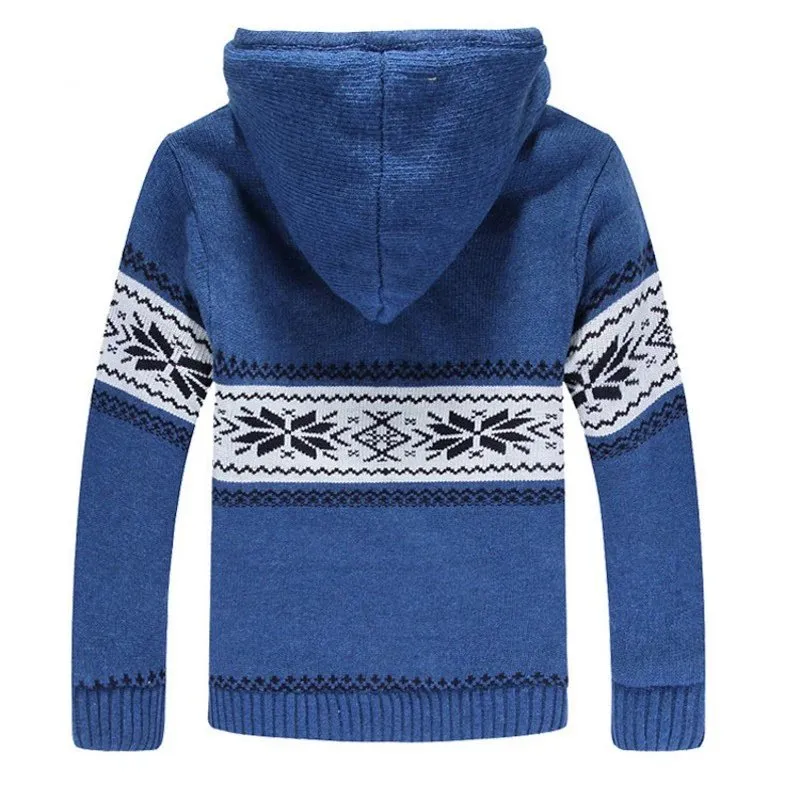 Men's Winter Casual Warm Knitted Hooded Sweater With Zipper