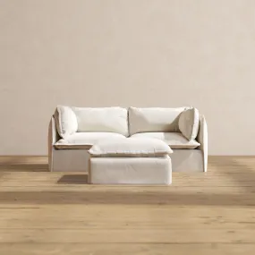 Modular Performance 2-Seater   Ottoman in Flour | Relaxed Blend