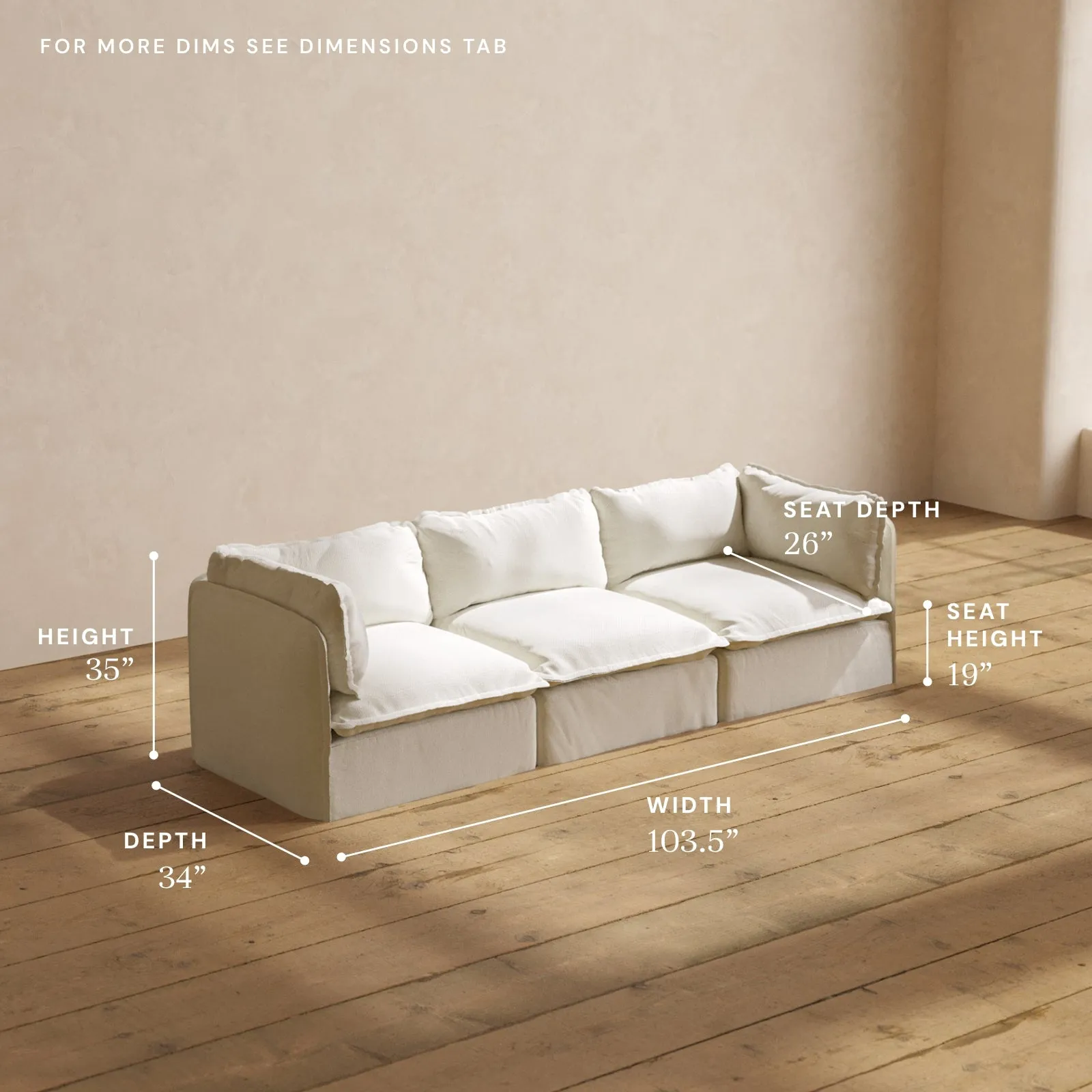 Modular Performance 3-Seater in Eggshell | Relaxed Blend