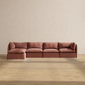 Modular Performance 4-Seater Sectional in Chestnut | Relaxed Blend