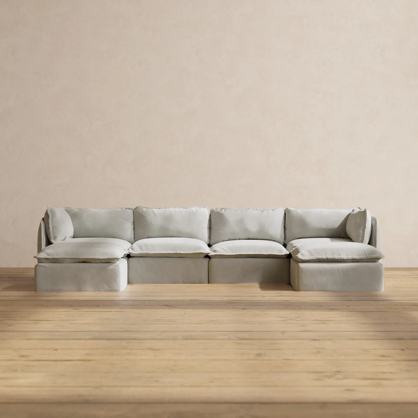 Modular Performance 4-Seater U-Sectional in Cloud | Relaxed Blend