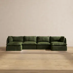 Modular Performance 4-Seater U-Sectional in Olive | Relaxed Blend