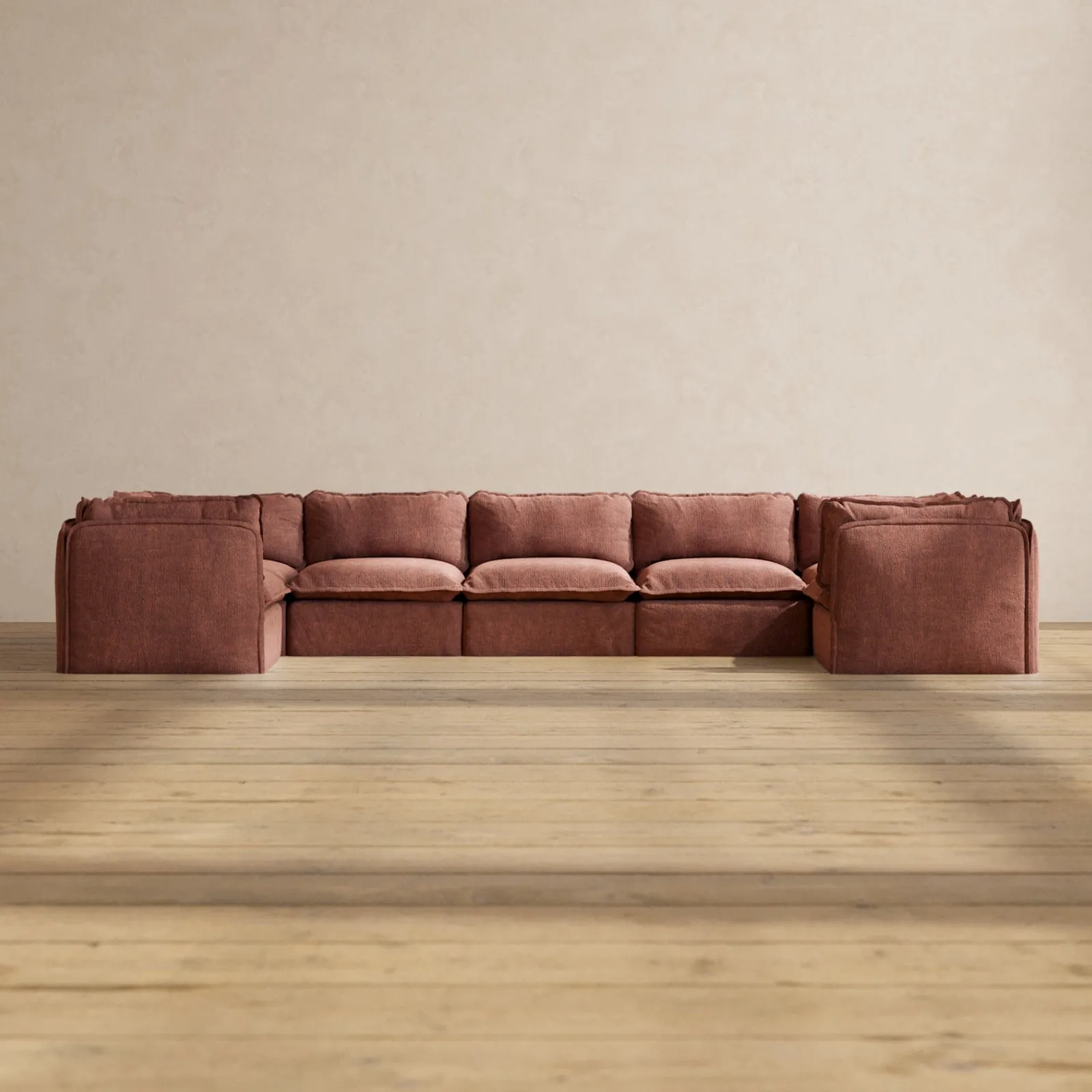 Modular Performance 7-Seater U-Sectional in Chestnut | Relaxed Blend