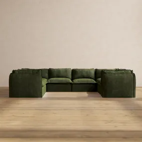 Modular Performance 8-Seater U-Sectional in Olive | Relaxed Blend