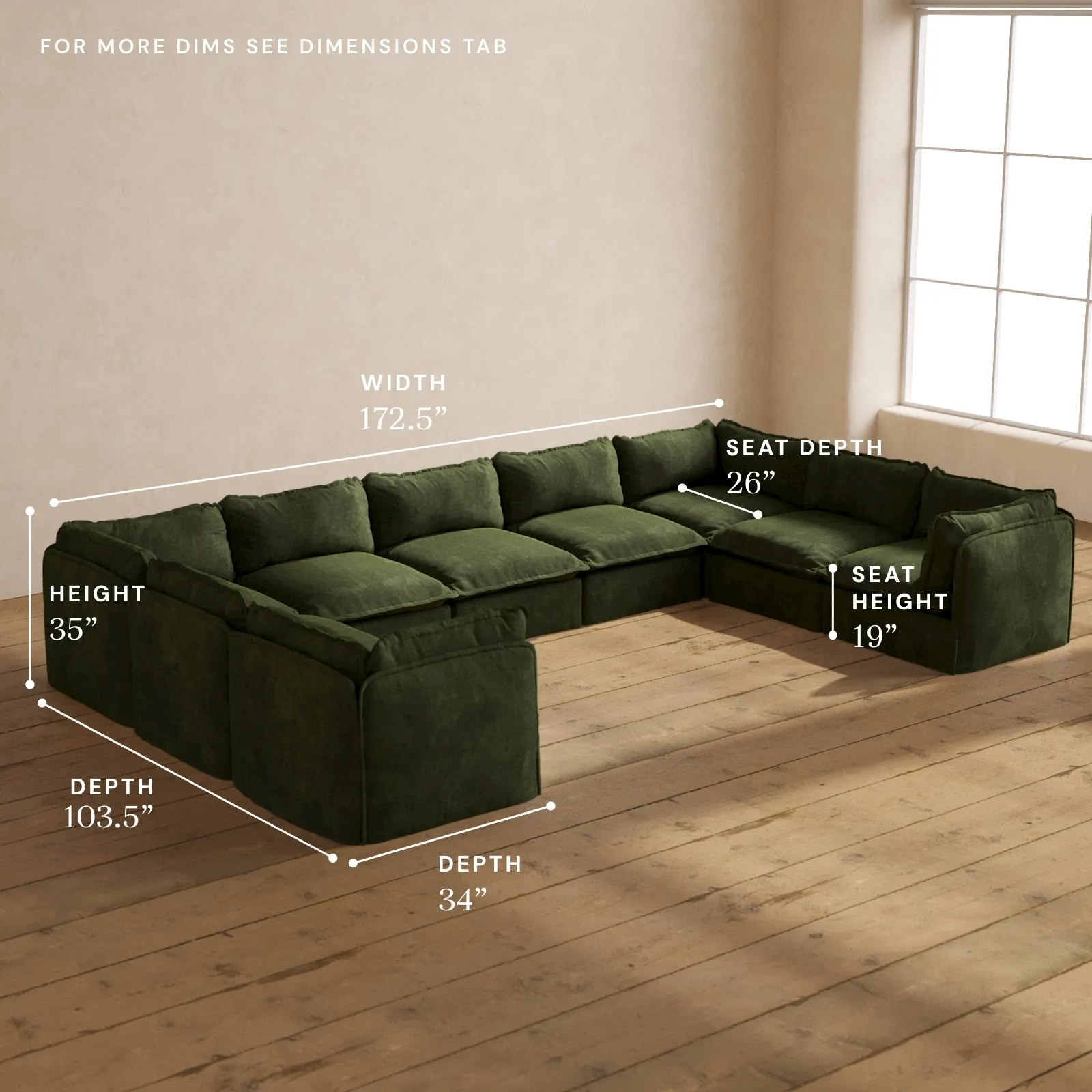 Modular Performance 9-Seater U-Sectional in Olive | Relaxed Blend