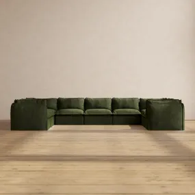 Modular Performance 9-Seater U-Sectional in Olive | Relaxed Blend