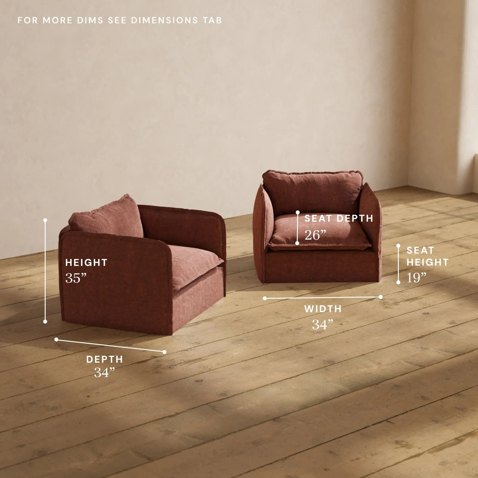 Modular Performance Armchair Set in Chestnut | Relaxed Blend