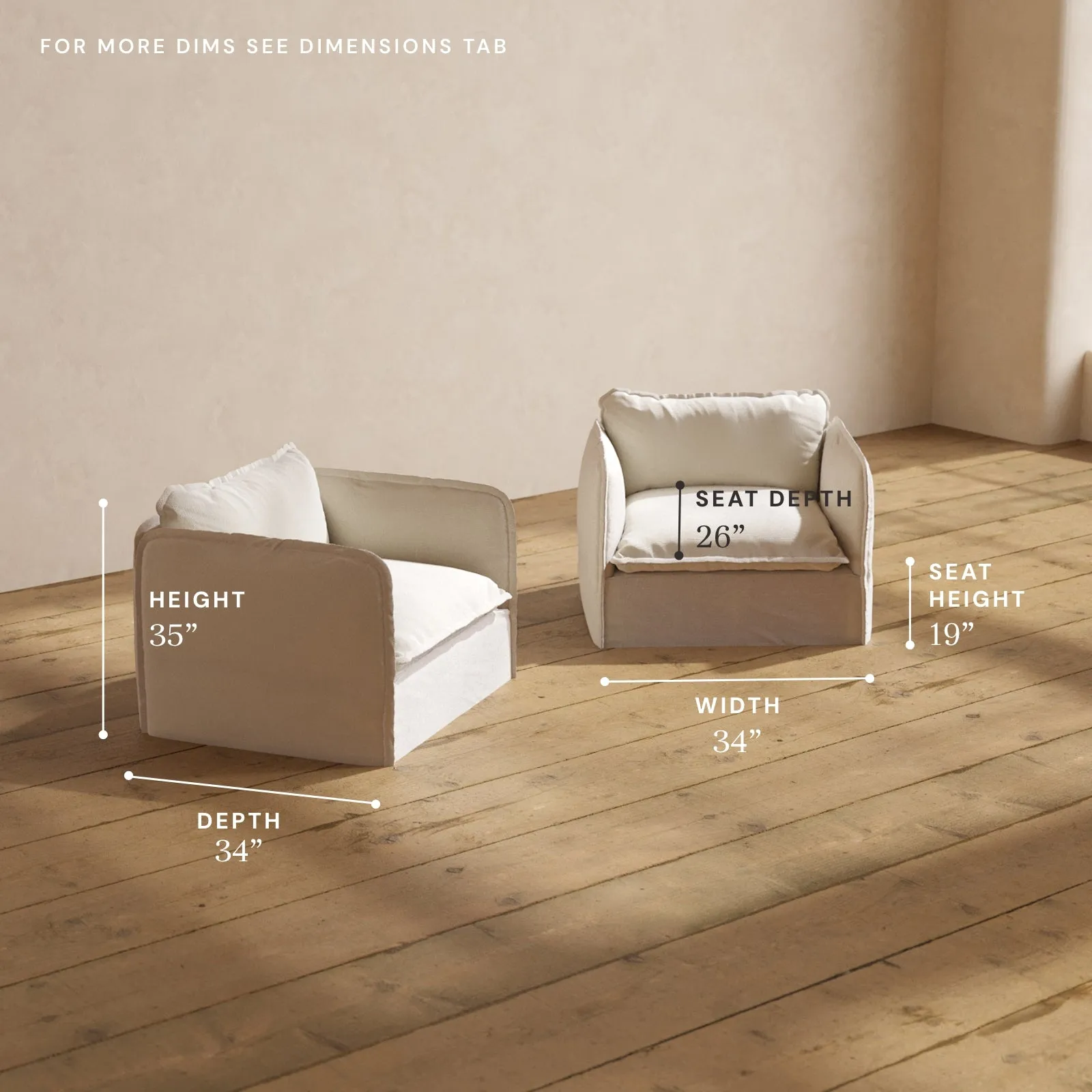 Modular Performance Armchair Set in Flour | Relaxed Blend