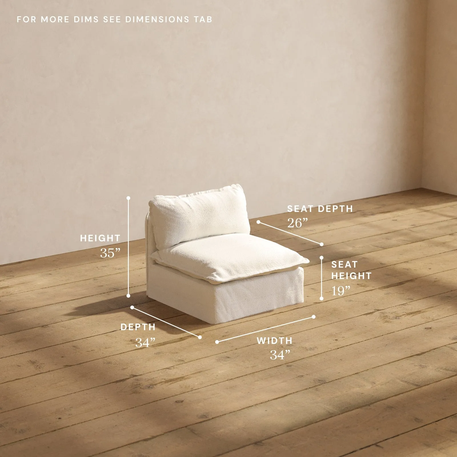 Modular Performance Armless Chair in Mousse | Relaxed Blend