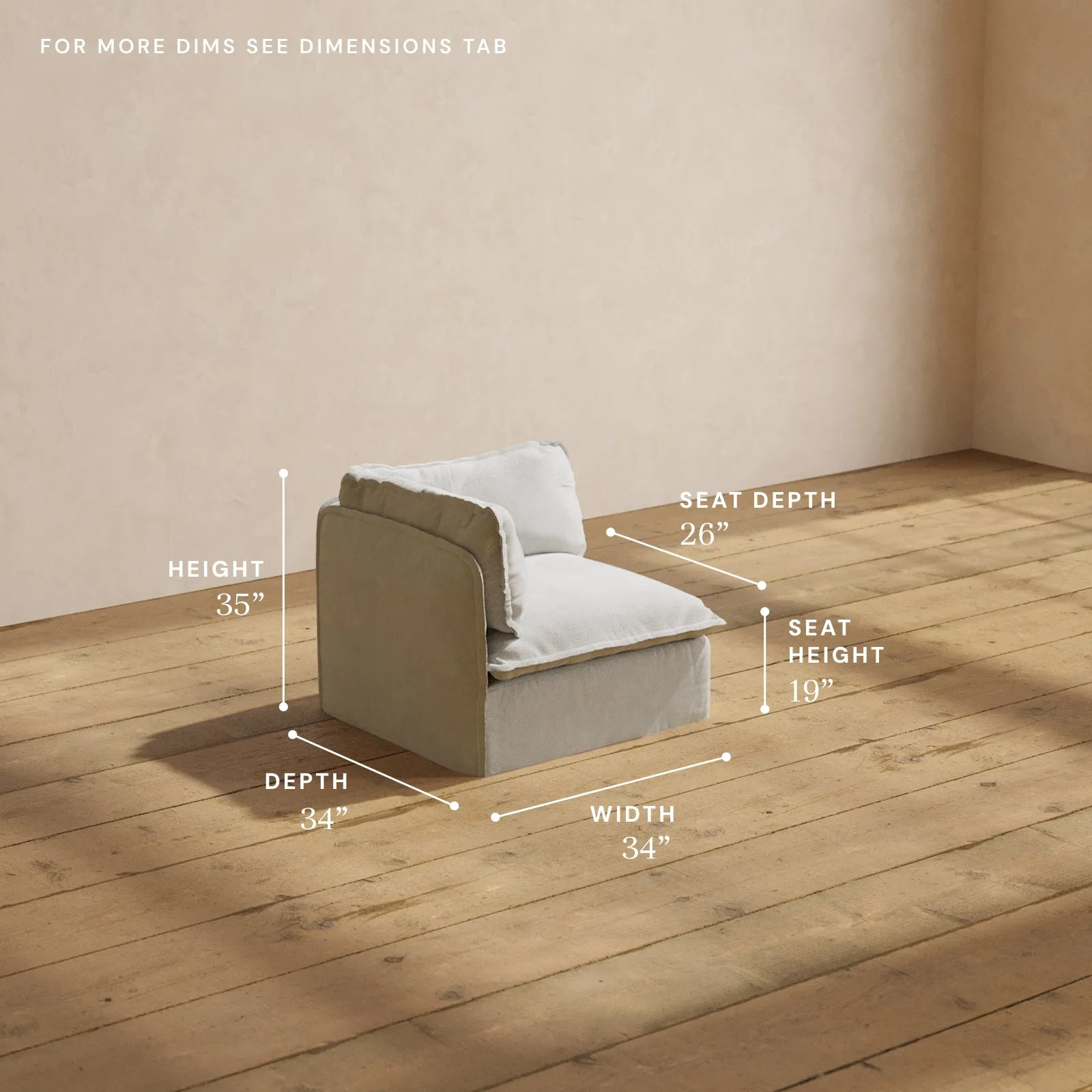 Modular Performance Corner Chair in Cloud | Relaxed Blend