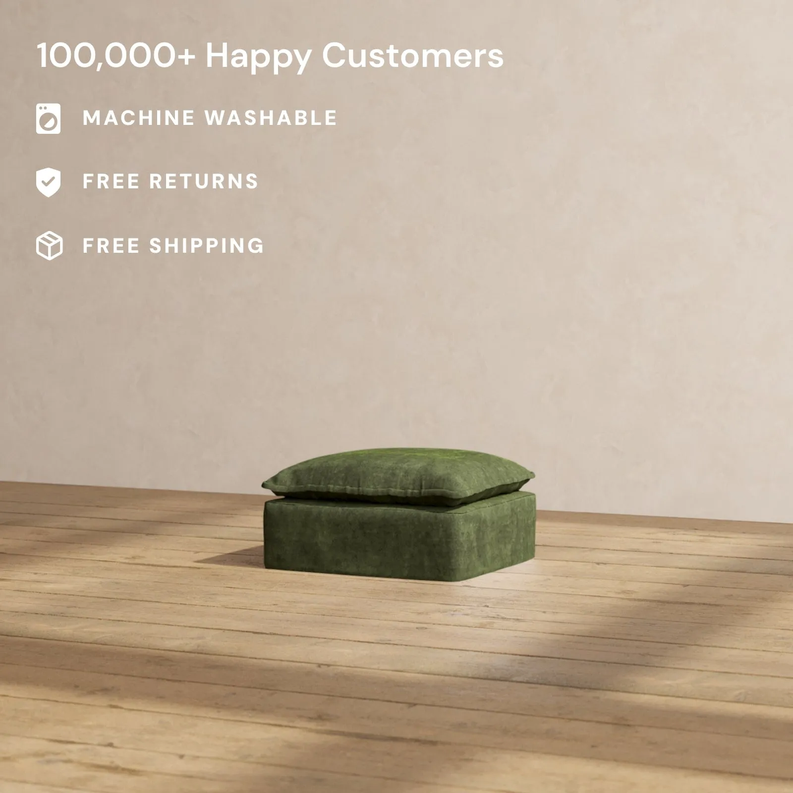 Modular Performance Ottoman in Olive | Relaxed Blend