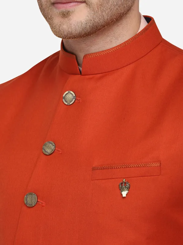 Orange Bandhgala Jacket | JB Studio