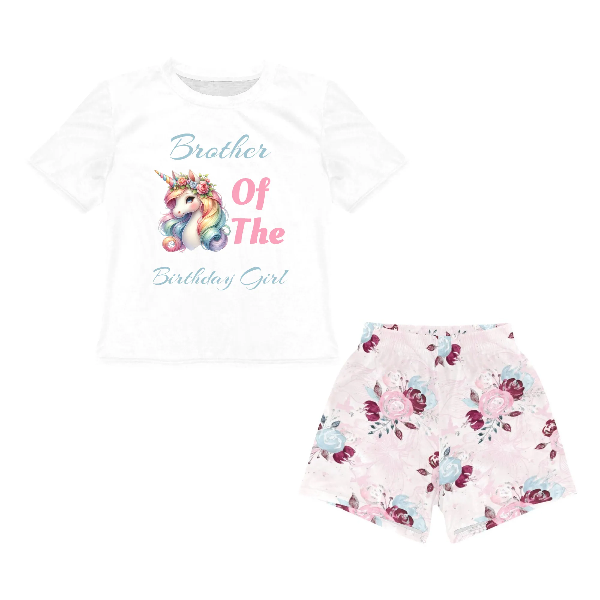 Personalised Matching Unicorn Birthday Shirt and Short Sets