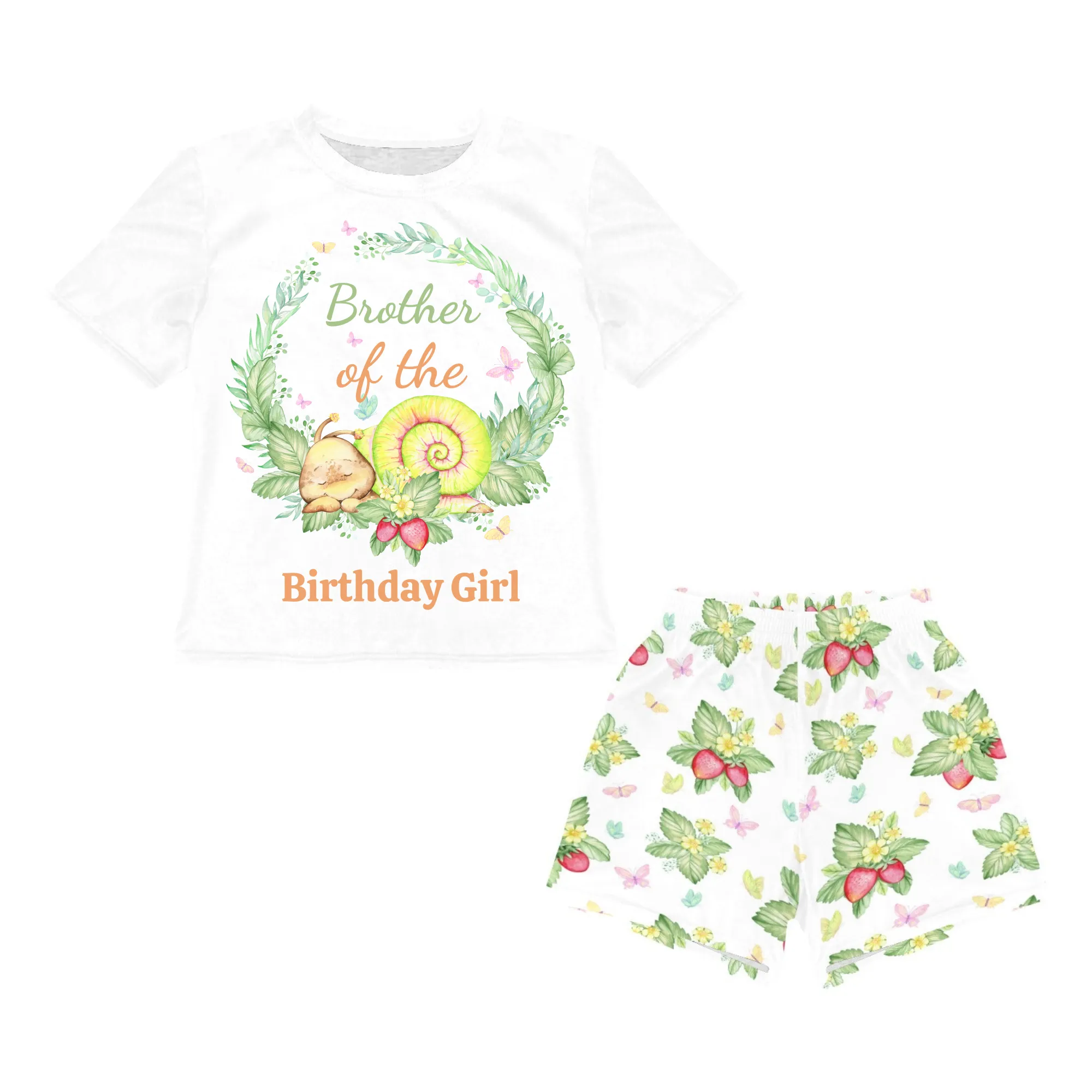 Personalised Snail Matching Birthday Shirt and Short Sets