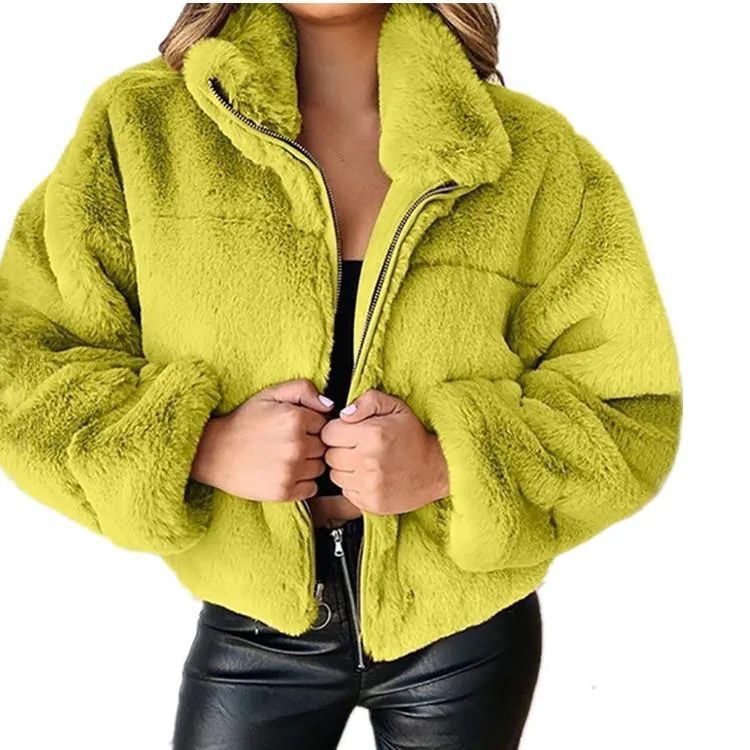 Popular Europe Women Wool Zipper Cardigan Warm Outerwear