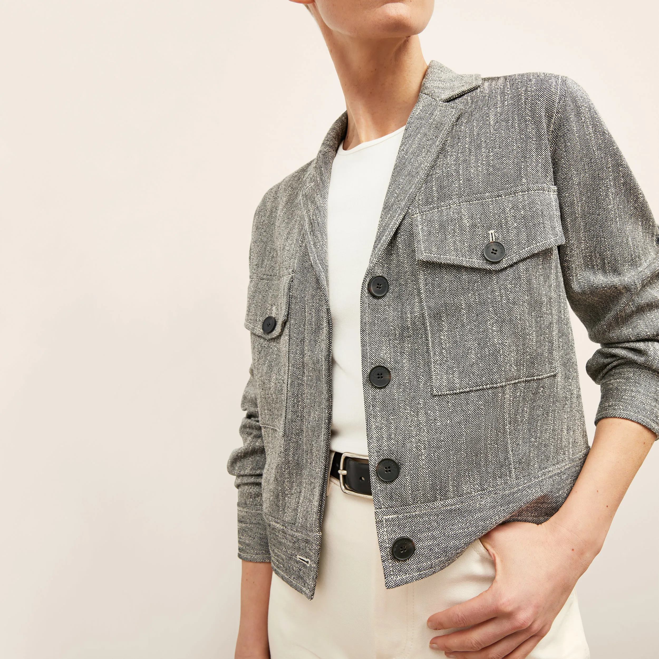 Rhoda Jacket - Cotton Tweed :: Black/Ivory