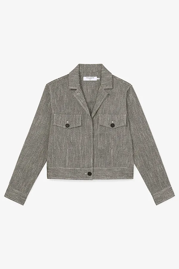 Rhoda Jacket - Cotton Tweed :: Black/Ivory