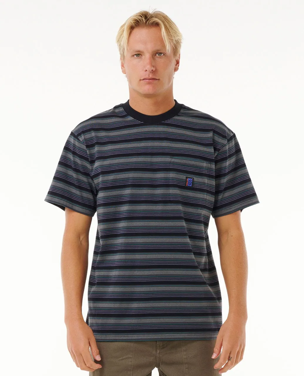 Rip Curl Search Stripe Tee-Black