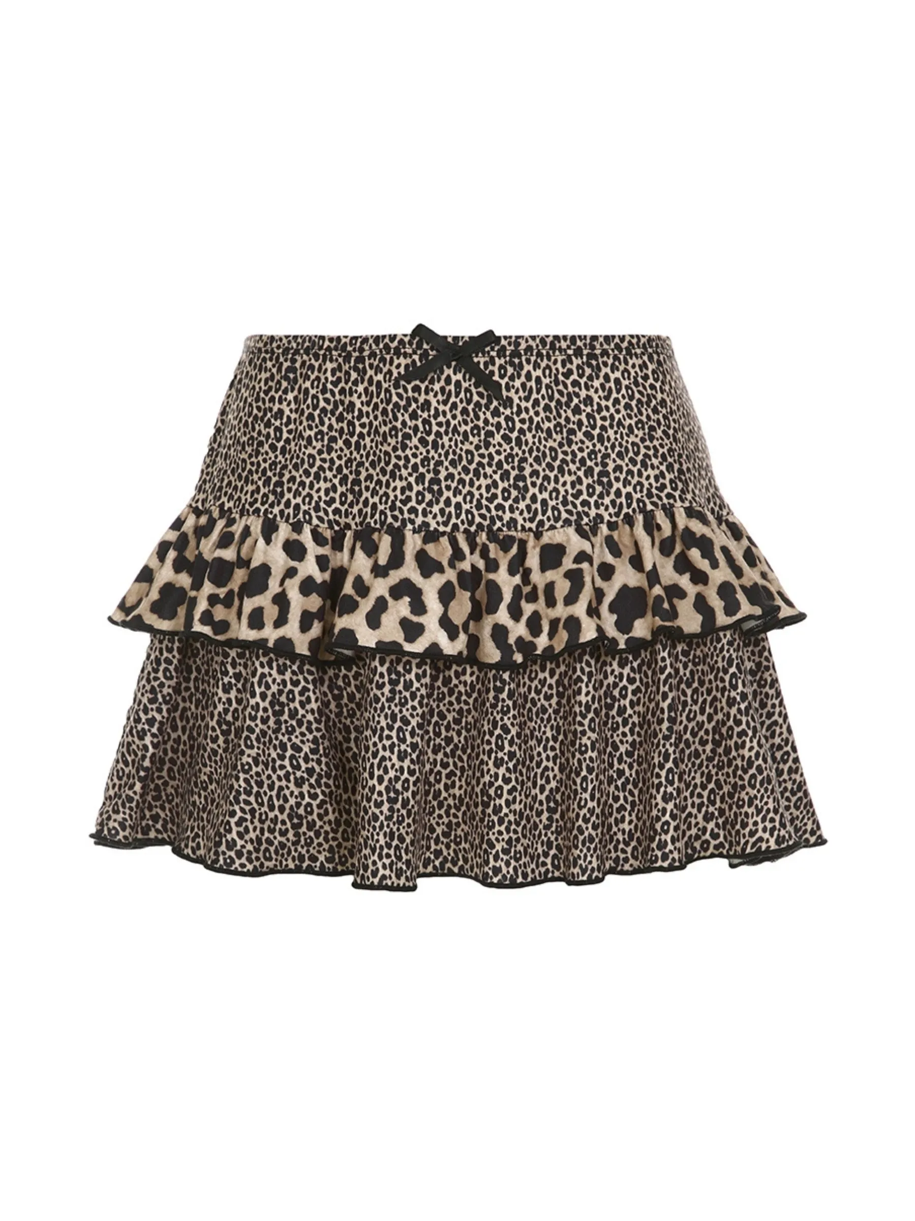 Roxanna Leopard Print Bow A-Line Skirt