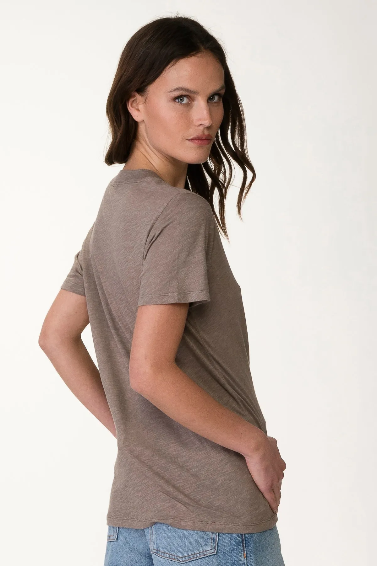 Sand Sheer Slub Crew Neck Tee