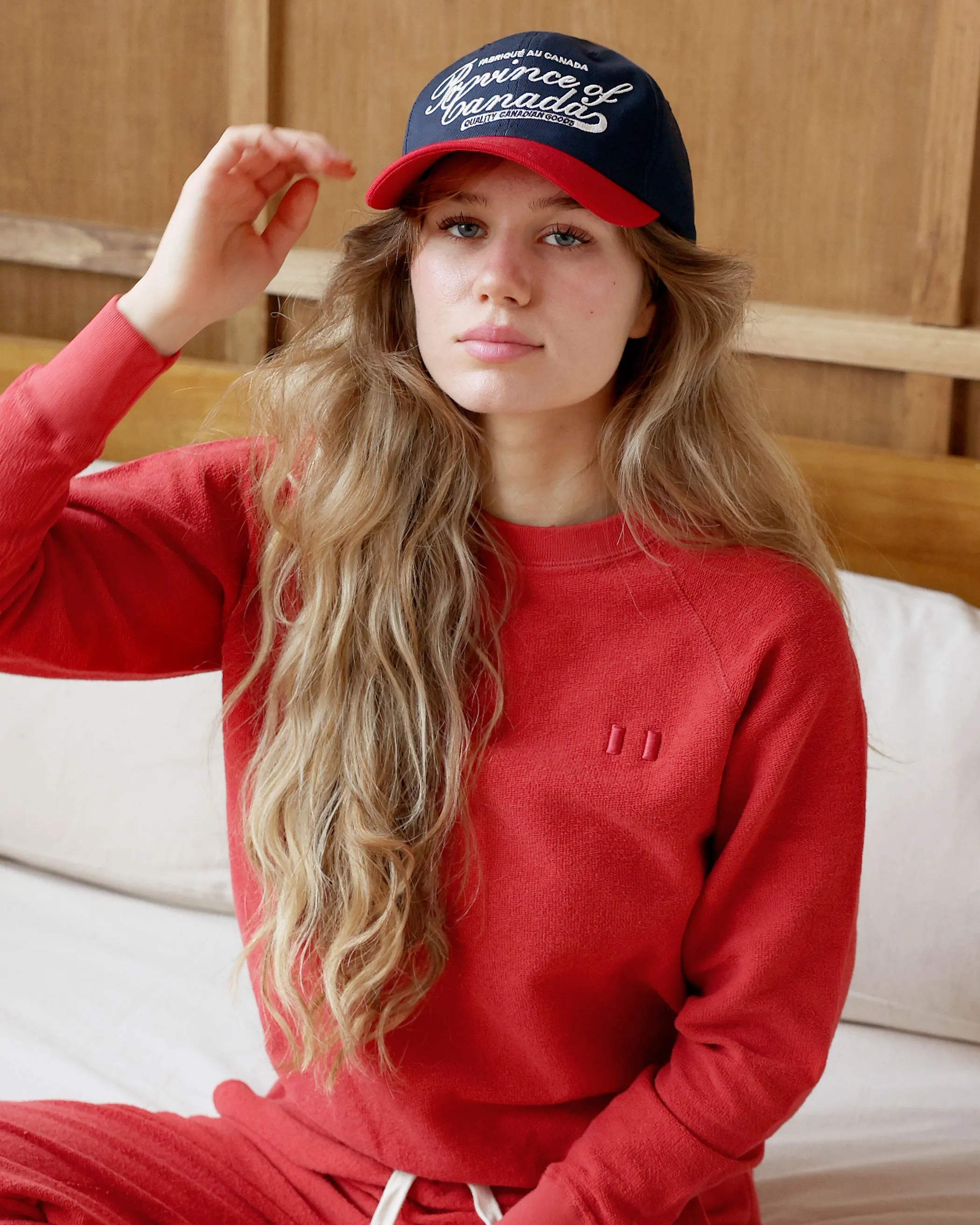 Script Logo Baseball Hat Navy Red