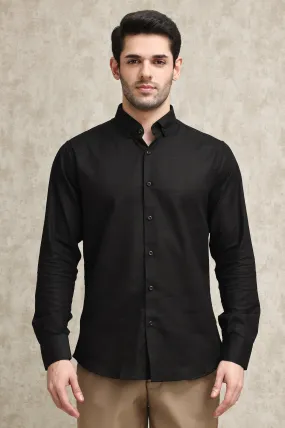 TAILORED CLASSIC BUTTON-DOWN SHIRT-BLACK