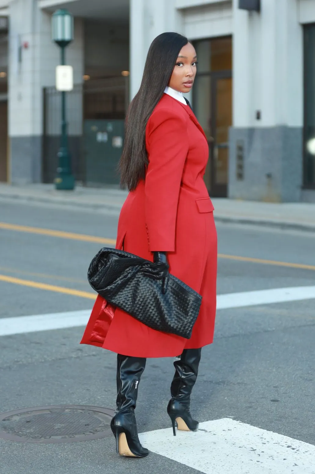 Take Notes Double Breasted Longline Coat - Red