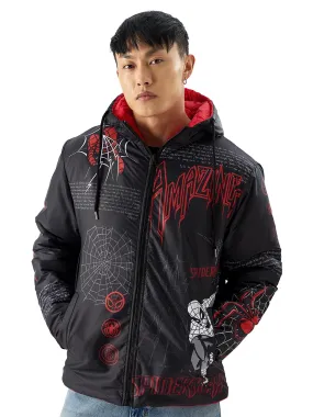 The Souled Store Official Spider-Man: The Suit Men and Boys Long Sleeve Hooded Neck Polyester Graphic Printed Reversible Puffer Jackets