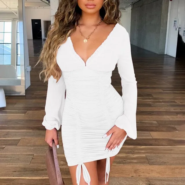 Trendy Bandage Long Sleeve Party Dress