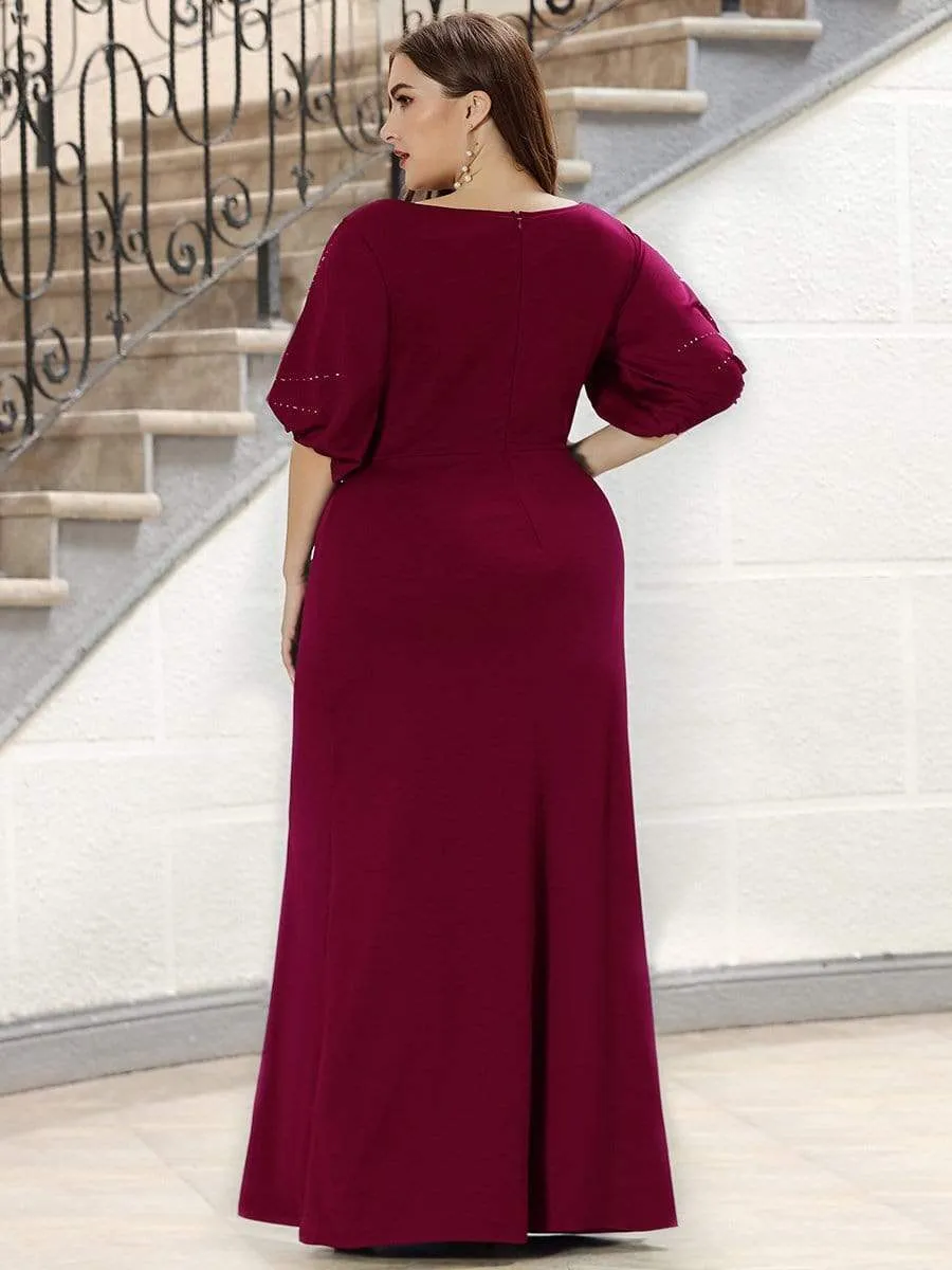 Trendy Round Neck Bodycon Wedding Guest Dress with Sleeves