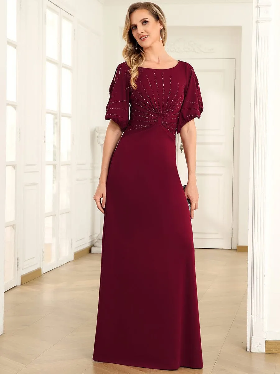 Trendy Round Neck Bodycon Wedding Guest Dress with Sleeves