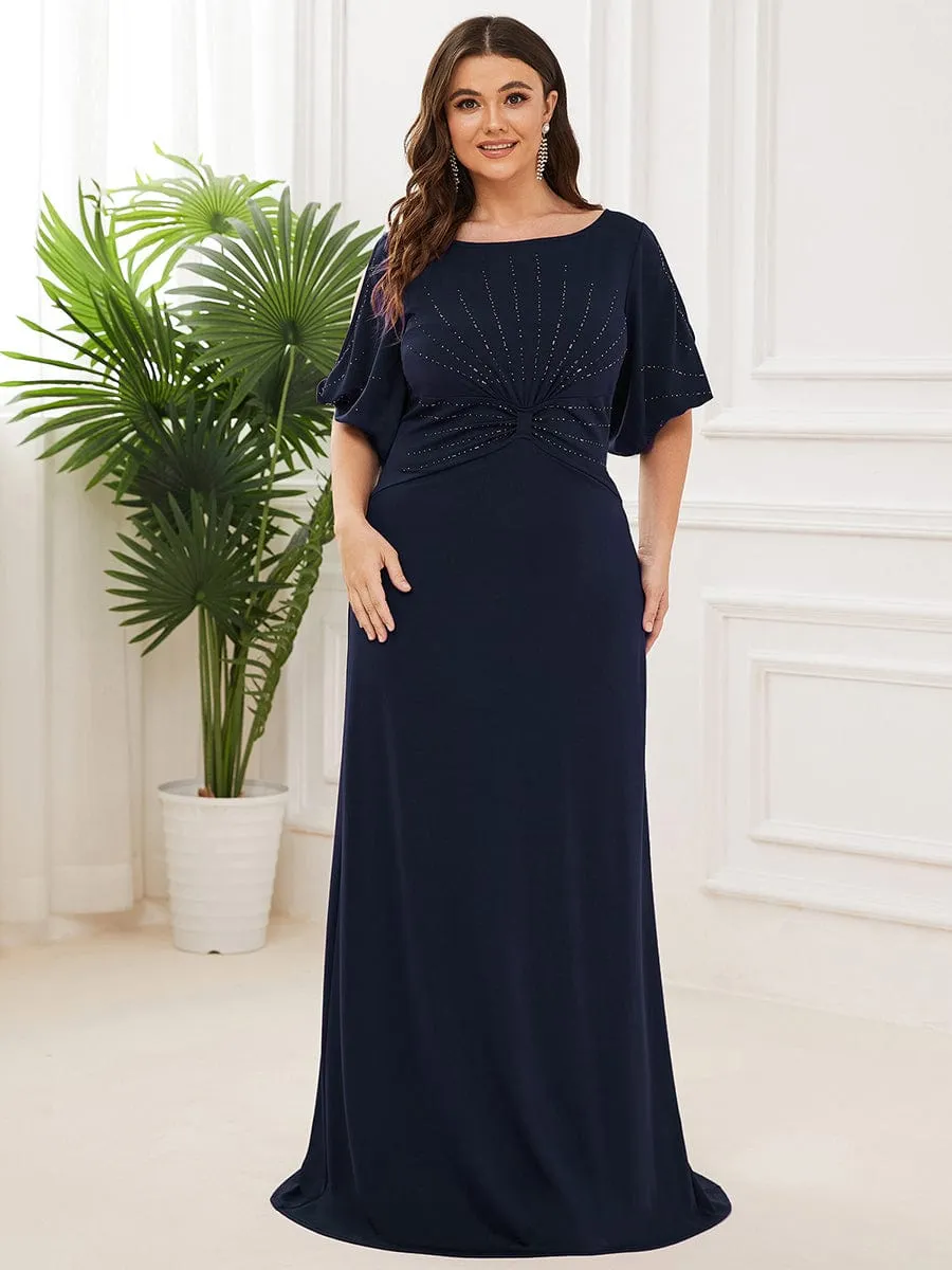 Trendy Round Neck Bodycon Wedding Guest Dress with Sleeves