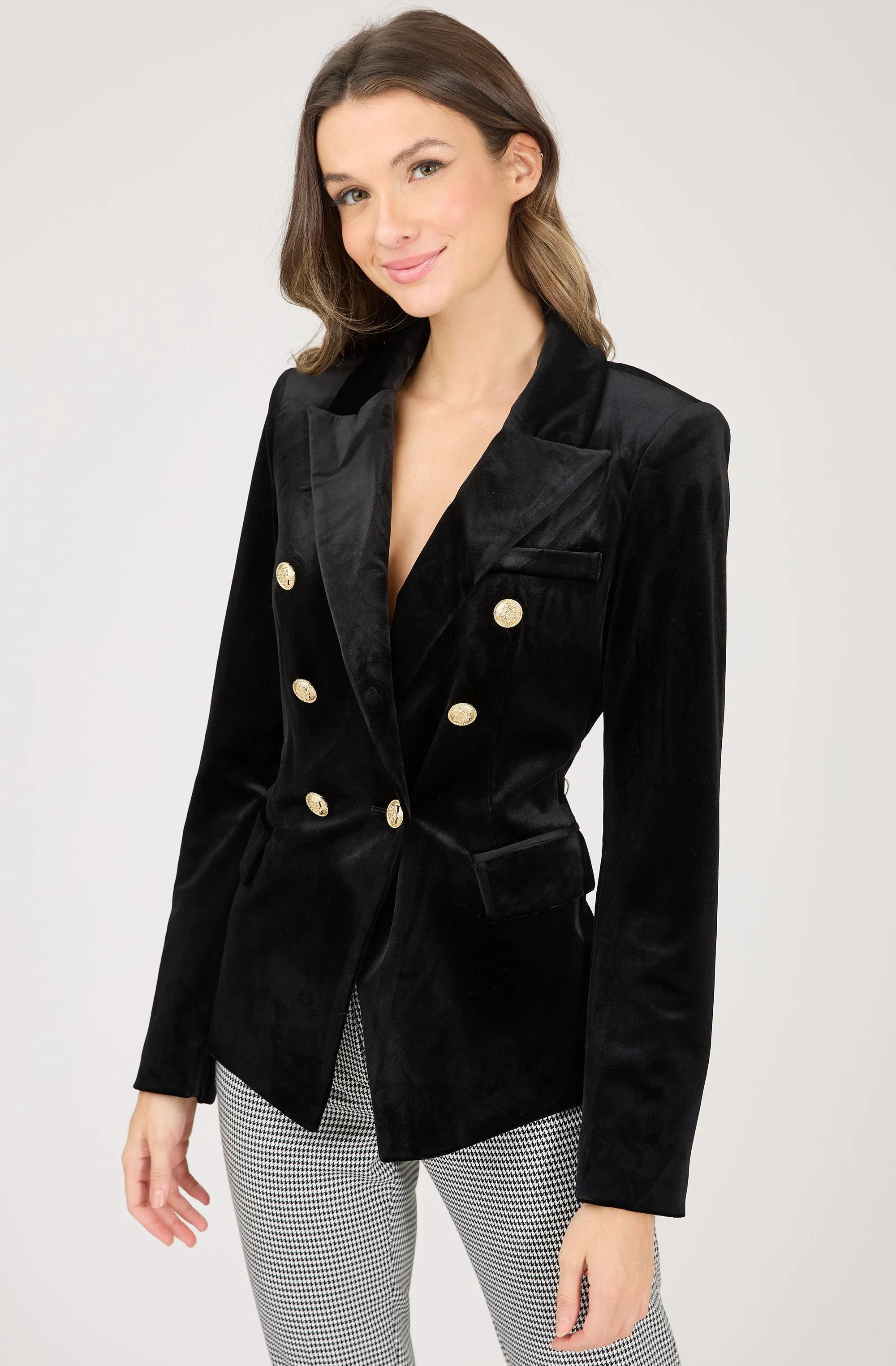 Velvet Jacket with Gold Buttons