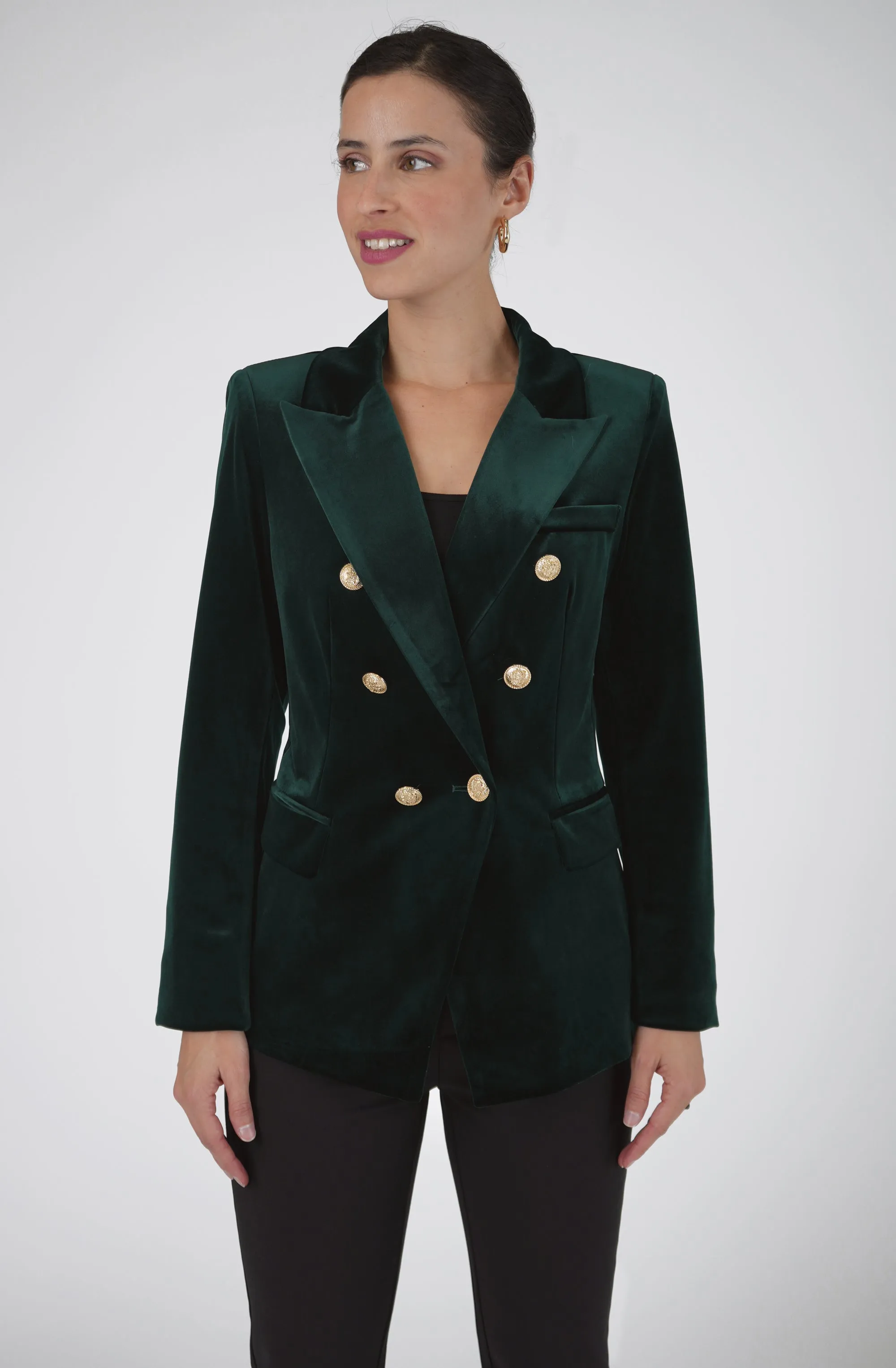 Velvet Jacket with Gold Buttons