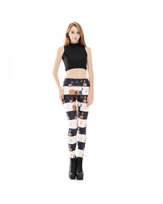 Women Chic Pumpkin Digital Print Leggings Halloween Costume