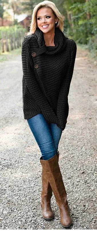 Women's Autumn/Winter Warm Knitted Long-Sleeved Sweater