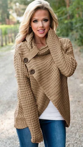 Women's Autumn/Winter Warm Knitted Long-Sleeved Sweater